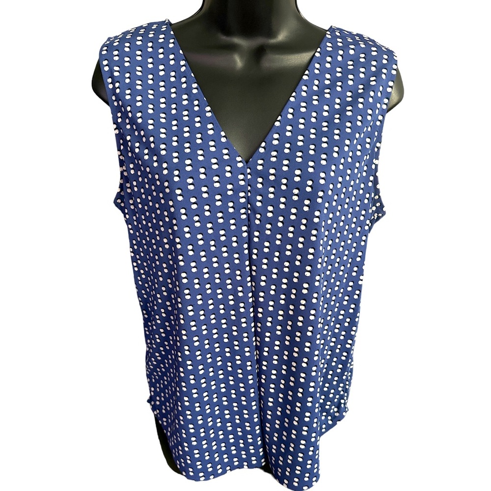 ANN TAYLOR Women’s Blue and White Sleeveless Top NWOT